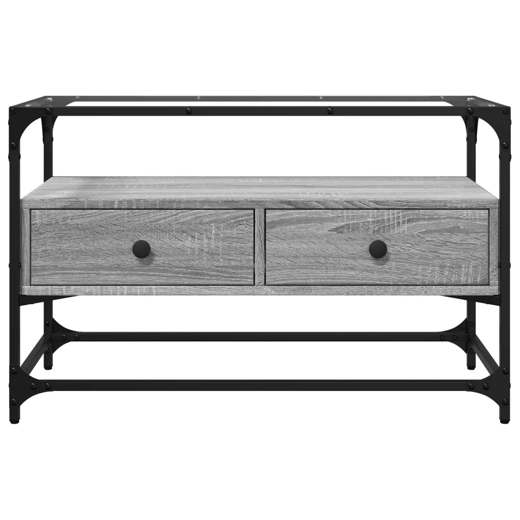 Mobile TV Piano Vetro Grigio Sonoma 80x35x51 Legno Multistrato 846062
