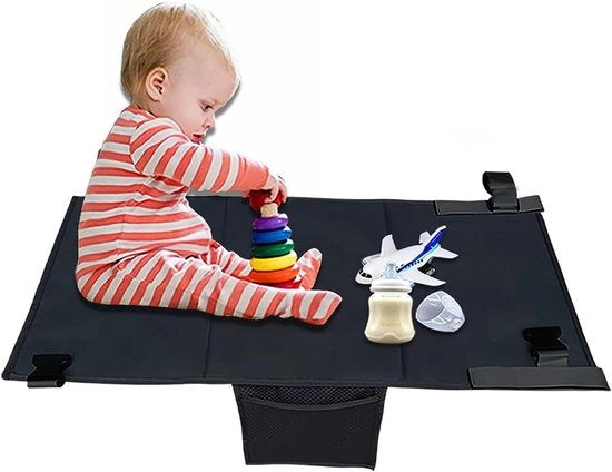 Piedistallo pieghevole per l'aereo per bambini - Letto da viaggio portatile per bambini (Nero)