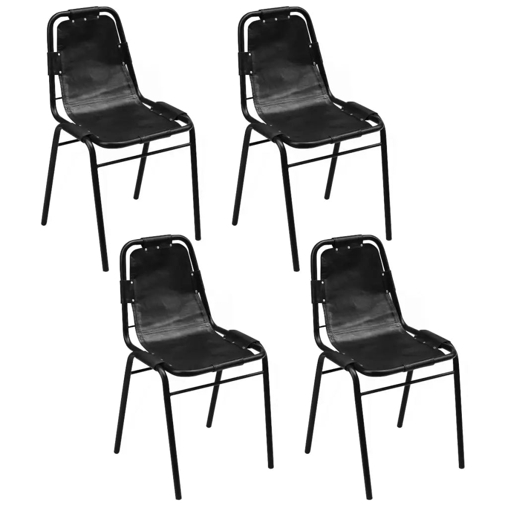 Sedie da Pranzo 4 pz Nere in Vera Pelle cod mxl 18728