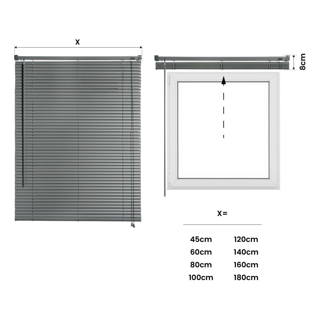 Tende Veneziane in Alluminio con Corda Grigio 105x160