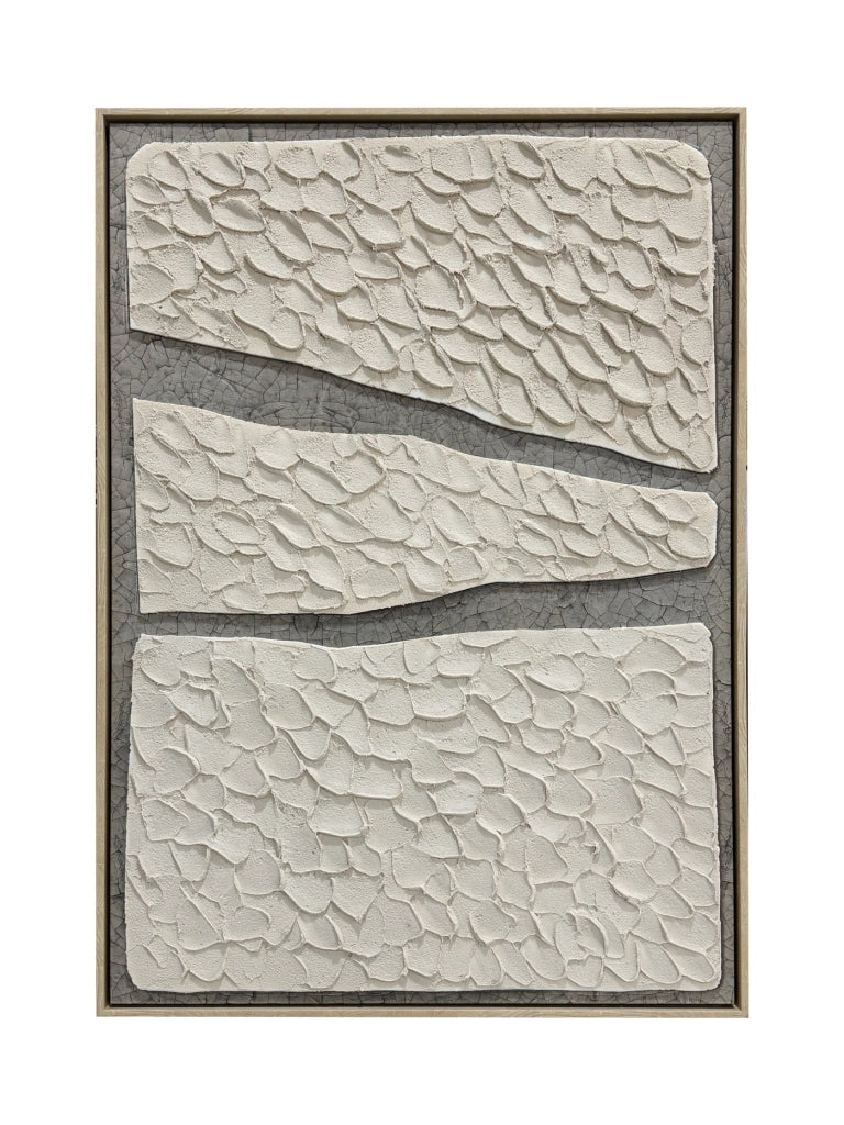 Tela incorniciata 3D Hispanohogar dipinta geometrica grigio e beige 100x70