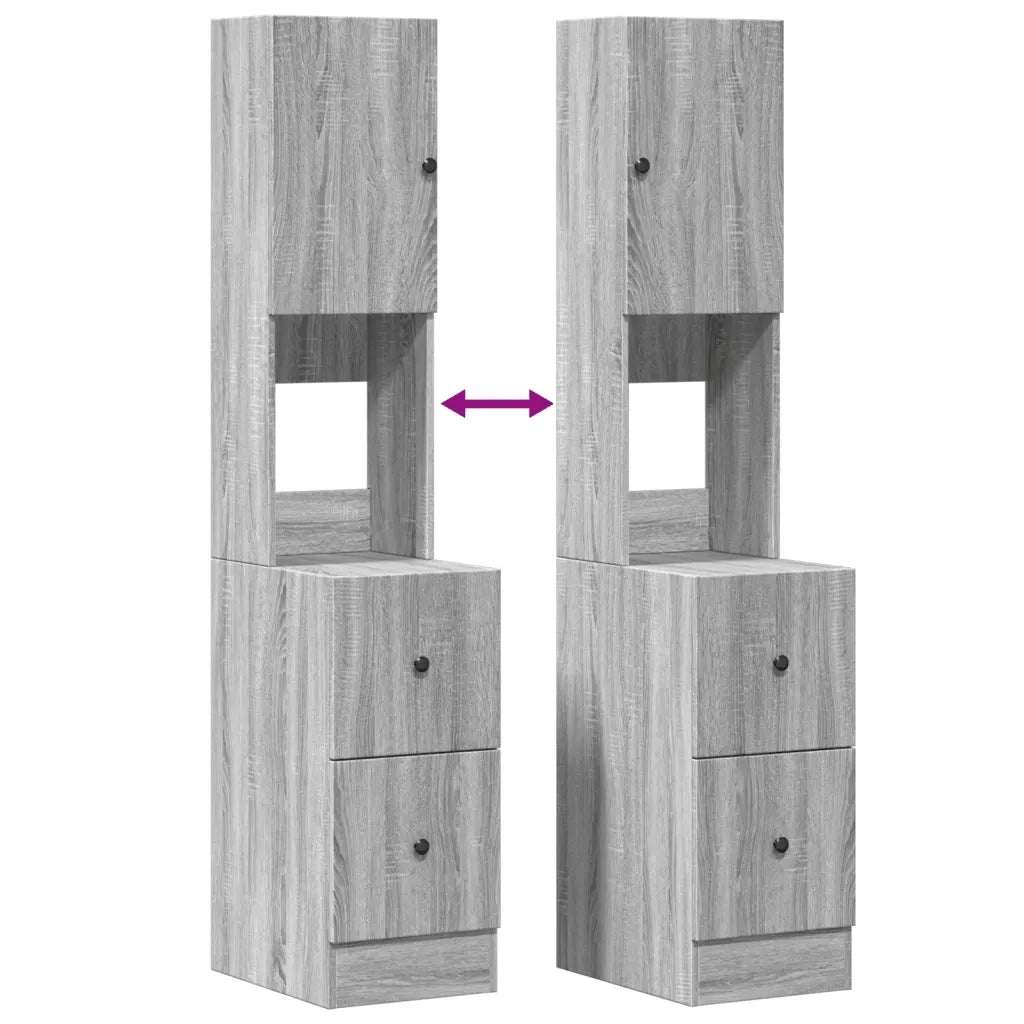 Mobile da cucina moderno e pratico 35 x 50 x 180 cm ampio spazio contenitivo in legno composito grigio Sonoma 02_0049422