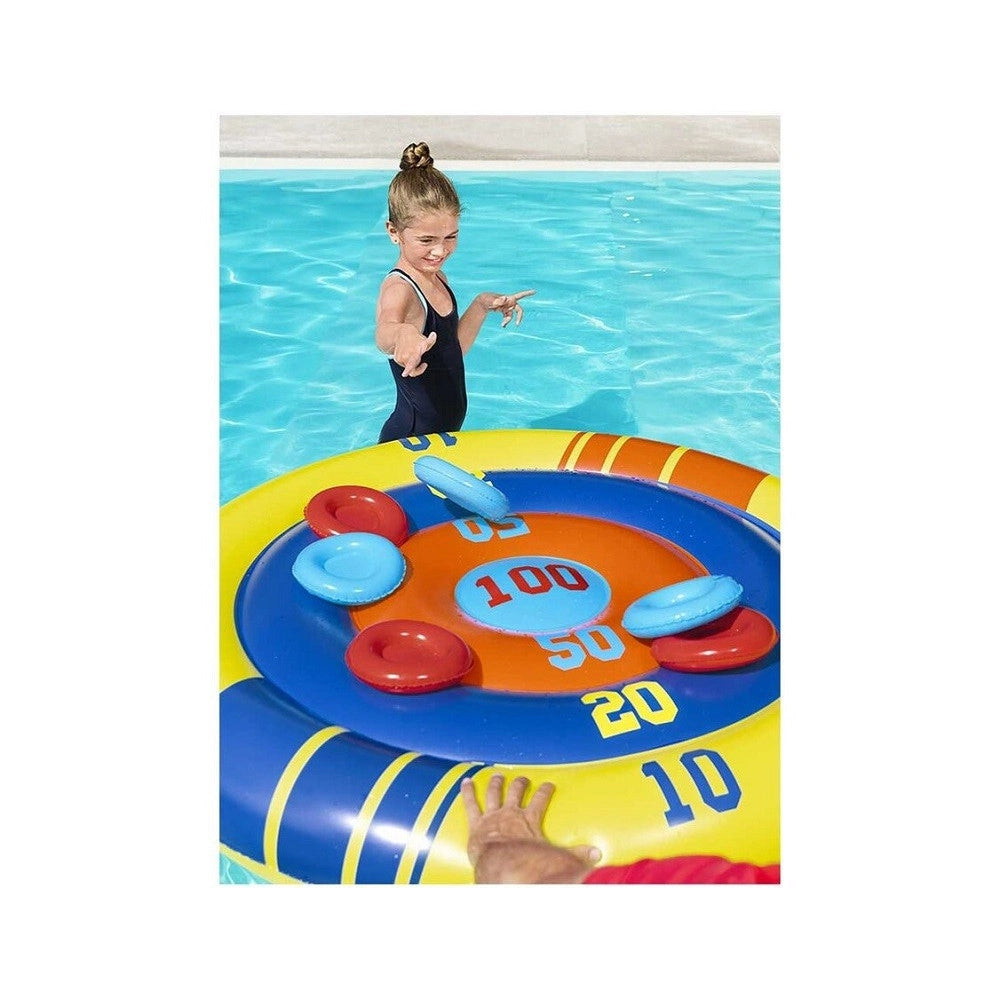 Trade Shop - Gioco Galleggiante Gonfiabile Rotondo Disc Champion Frisbee ø140cm Piscina 52566 -