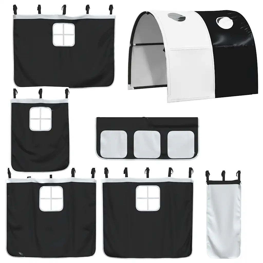 Letto a Castello senza Materasso Bianco e Nero 75x190 cm inPino