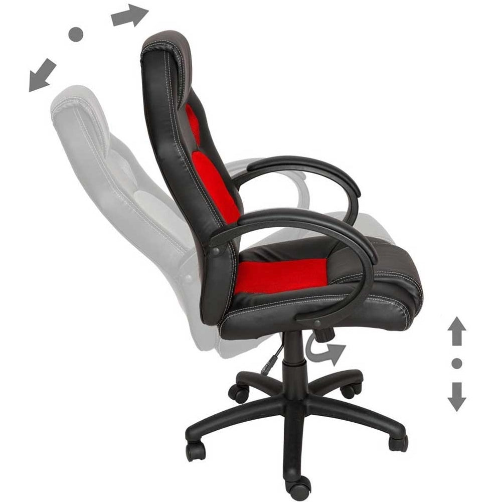 Sedia Poltrona Ufficio Direzionale Gaming Ergonomica Girevole in Ecopelle Nero Rosso