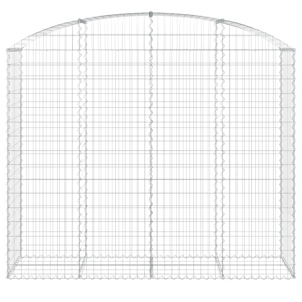 Cesto gabbione recinzione a gabbia muro di contenimento ad arco 200 x 50 x 160/180 cm ferro zincato argento 02_0040029