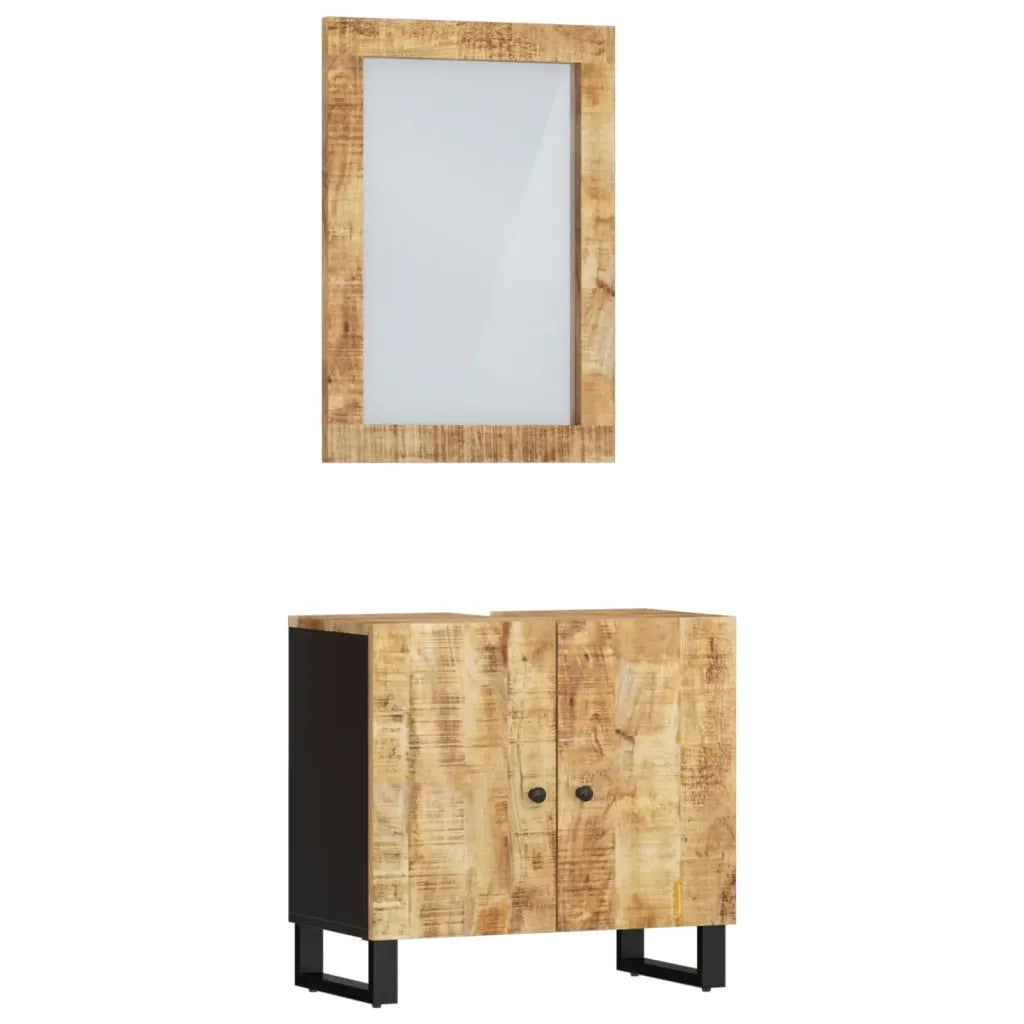vidaXL Set Mobili da Bagno 2pz in Legno Massello di Mango