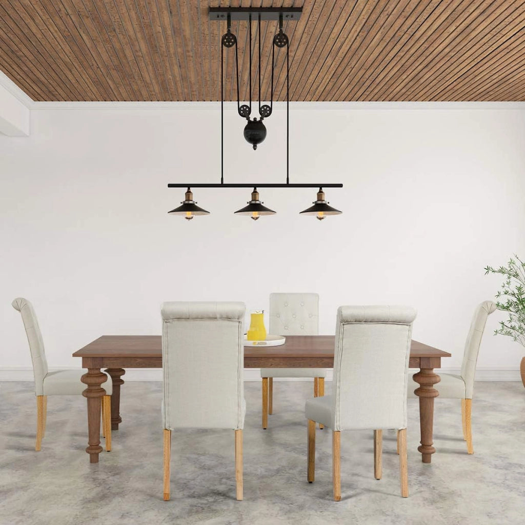 2 Seide Sala da Pranzo 43 x 61 x 100 cm, Seidie Cucina Laterali in Tessuto Rivestito con Gambe in Legno di Gomma, Tessuto di Lino Traspirante e Spugna ad Alta Densità (Beige)