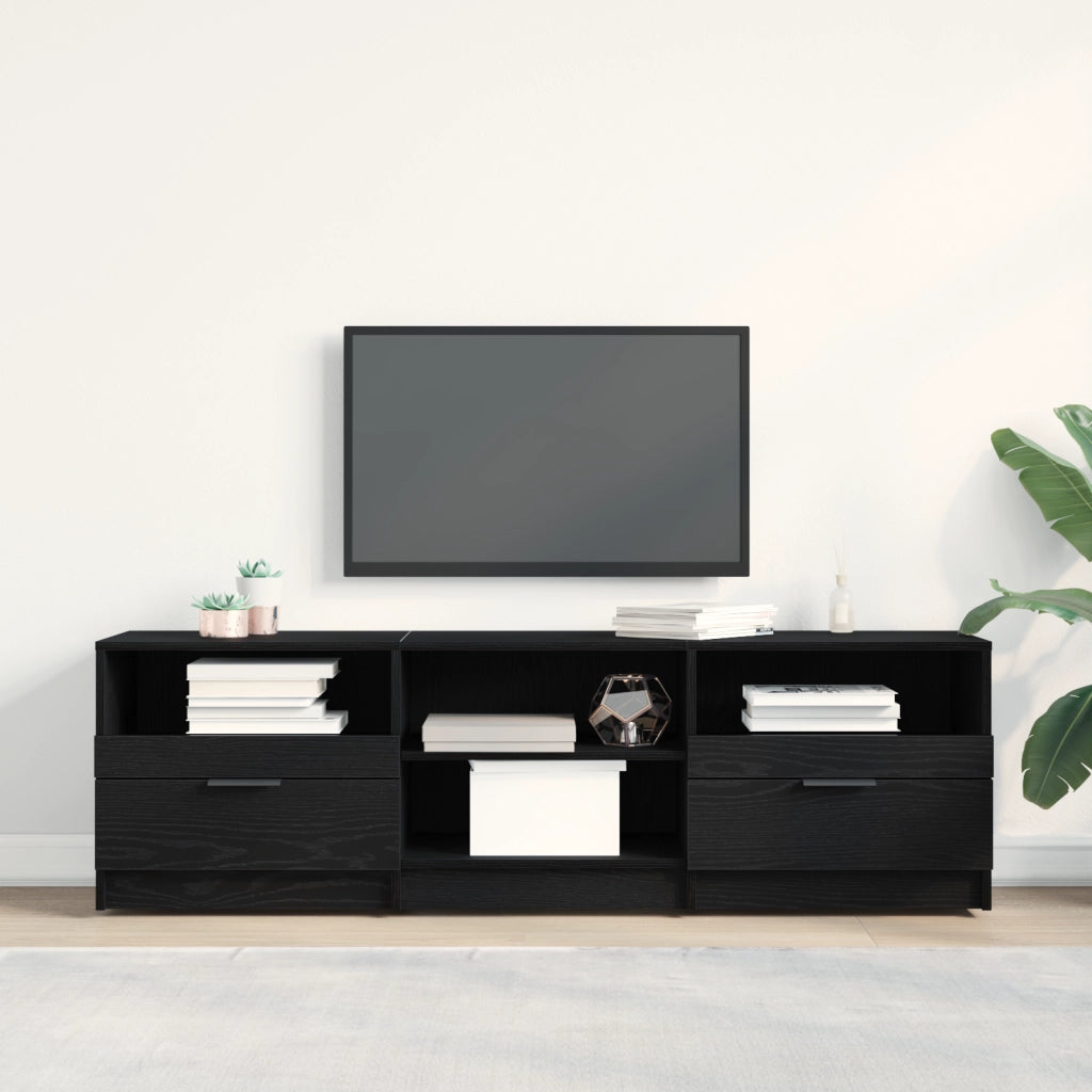 Mobile TV  Nero Rovere 150x33,5x45 cm Legno ingegnerizzato