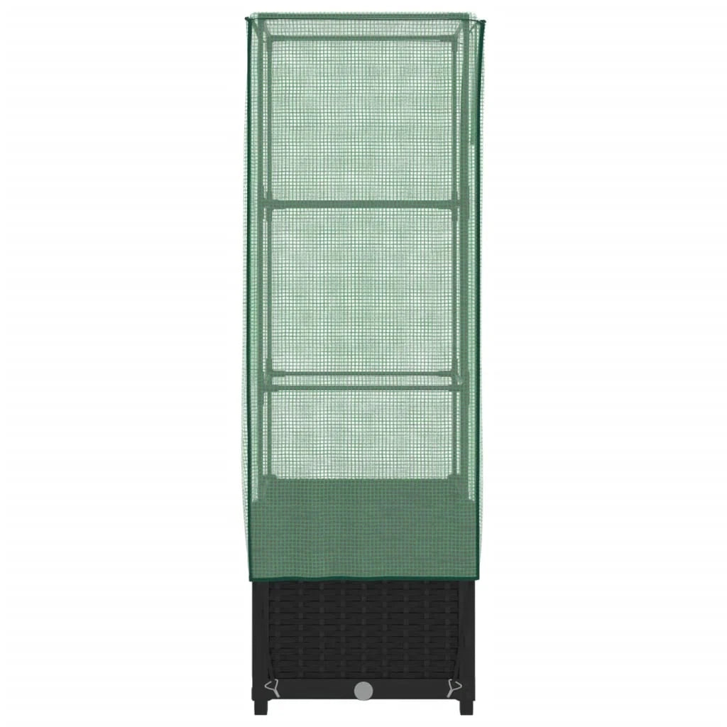 Aiuola rialzata/fioriera con copertura effetto rattan 40 x 40 x 139 cm nero 02_0038773