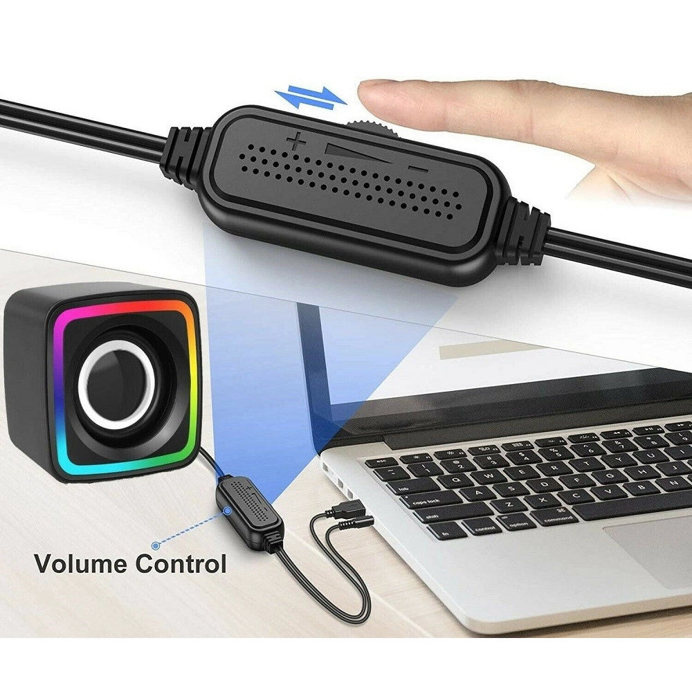 Trade Shop - Casse Audio 2.0 Aux Usb Altoparlanti Luce Rgb Per Pc Notebook 3 W X 2 Ab-d385 -