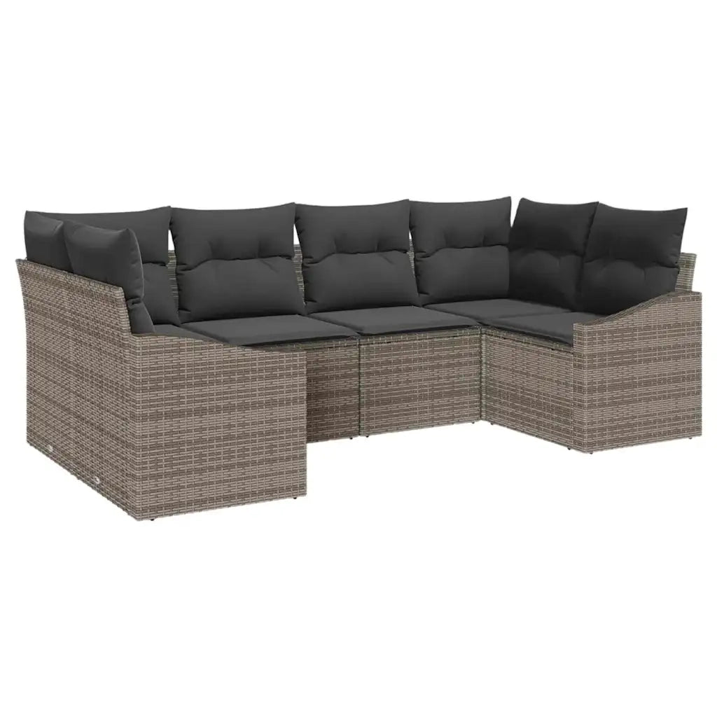 Set di divani con cuscino 6 pcs Grigio polyrattan