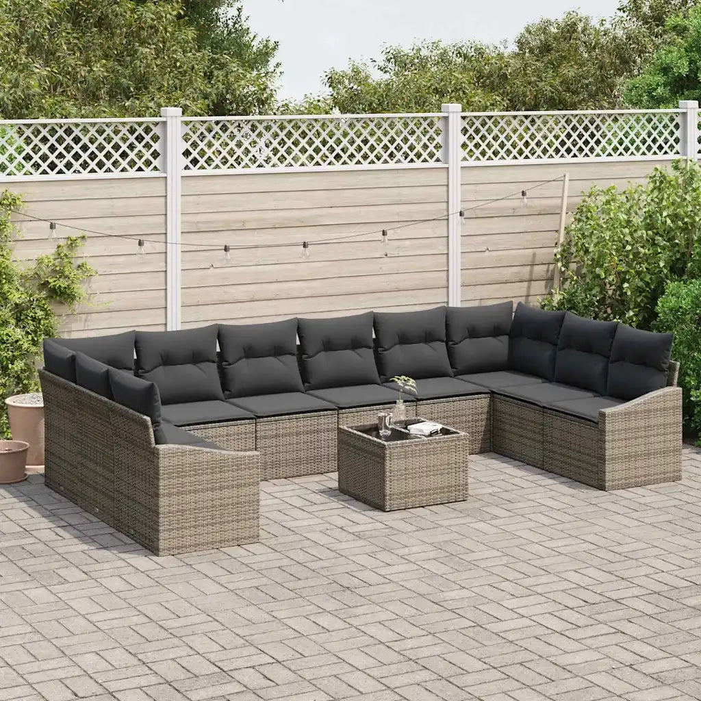 Set di divani con cuscino 11 pcs Grigio polyrattan 3346909