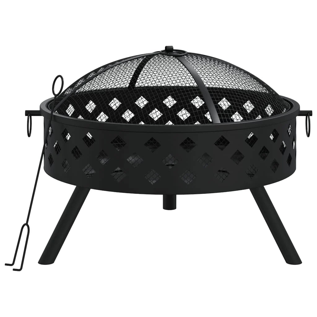 Braciere con attizzatoio 58 cm XXL acciaio nero 02_0005992