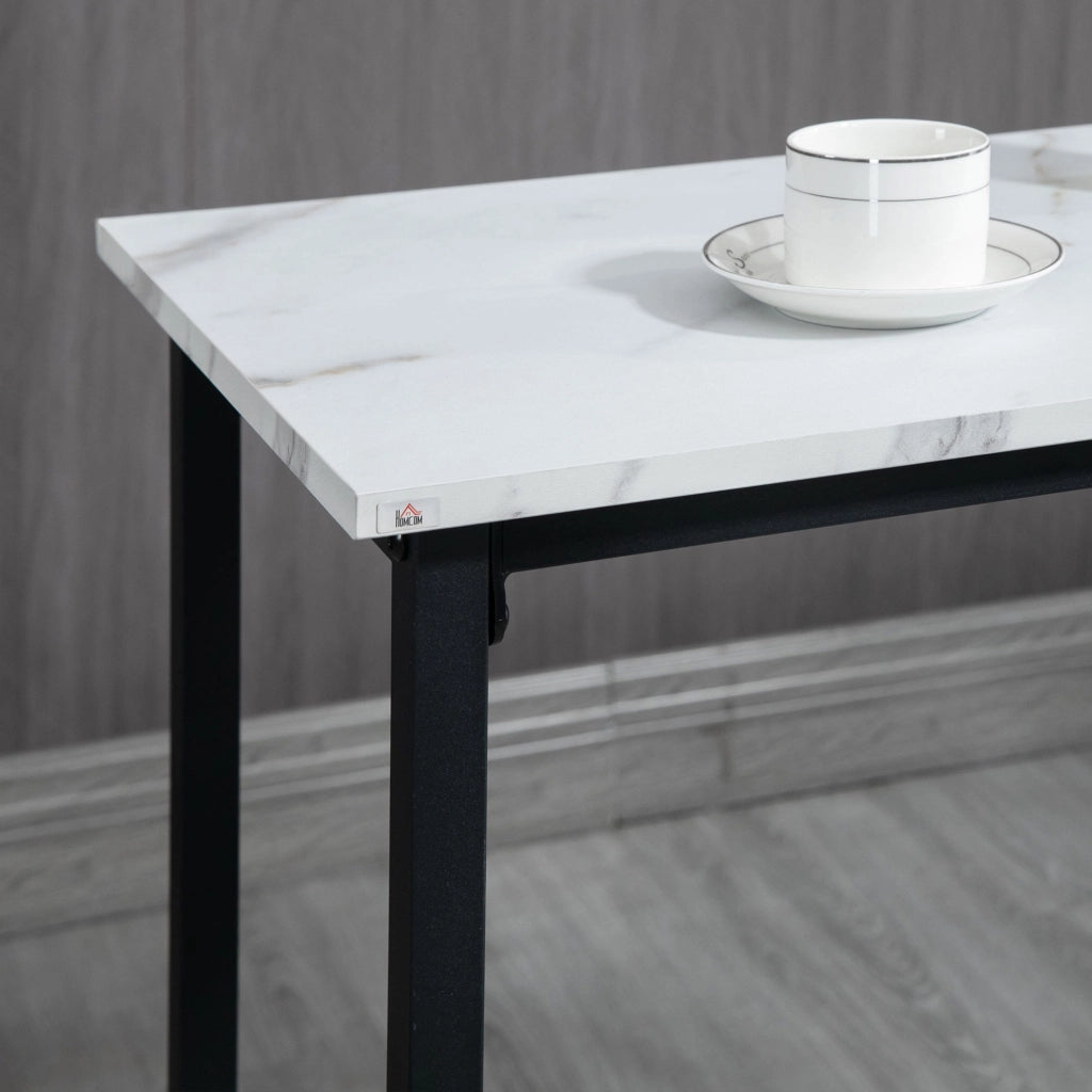 Set bar con 2 sgabelli; piano effetto marmo; acciaio; bianco