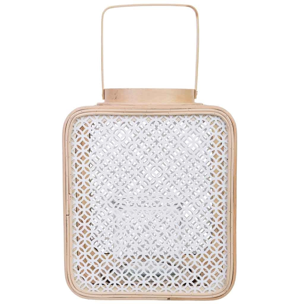 Lanterna in rattan e metallo con vetro 24x19x28h cm