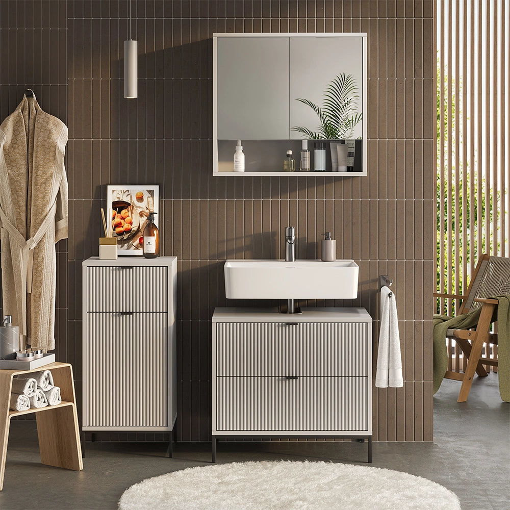 Vicco Set di mobili da bagno Grigio 3 parti