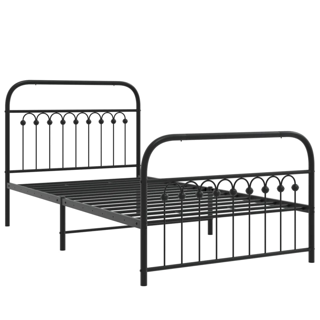 Giroletto con Testiera e Pediera-Struttura Letto Metallo Nero 100x190 cm 939108