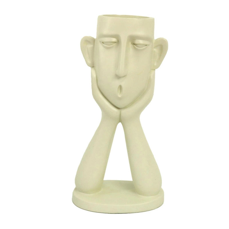 Portavaso resina viso bianco cm 14x8h25,5