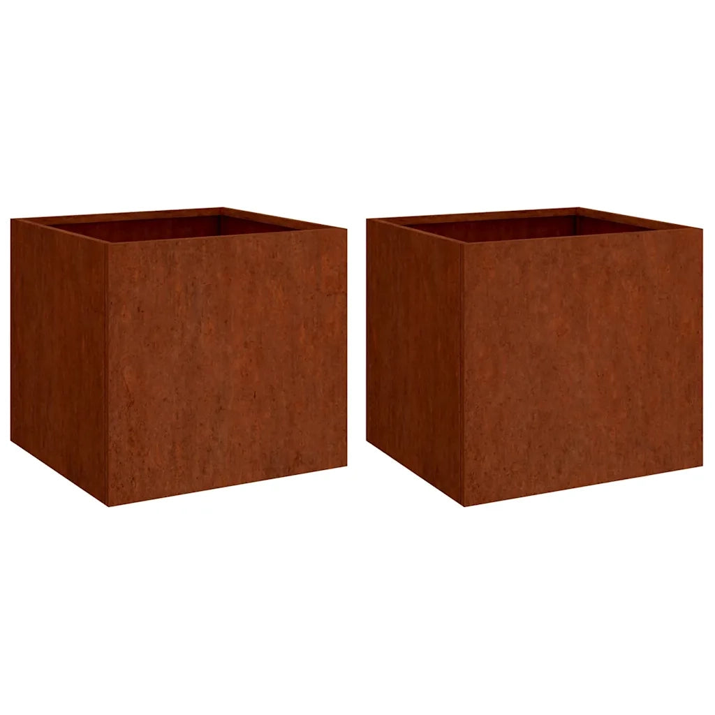 Fioriere 2 pz 42x40x39 cm Acciaio Corten 821550