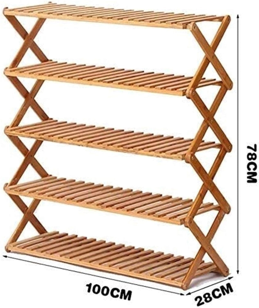 scarpiera Scarpiera per la casa Shoe Rack Scarpiera Pieghevole Scarpiera Multifunzionale Scatola per Scarpe in bambù Naturale Antipolvere (Dimensioni : 5Tier)