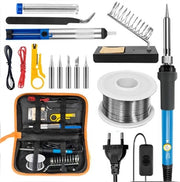 Impostabile Interruttore di Temperatura ON/OFF - Kit di Saldatura - 60W - Kit di Saldatura con Pompola di Saldatura - Tonnellatura per Cavi - Cassetta di Attrezzi.