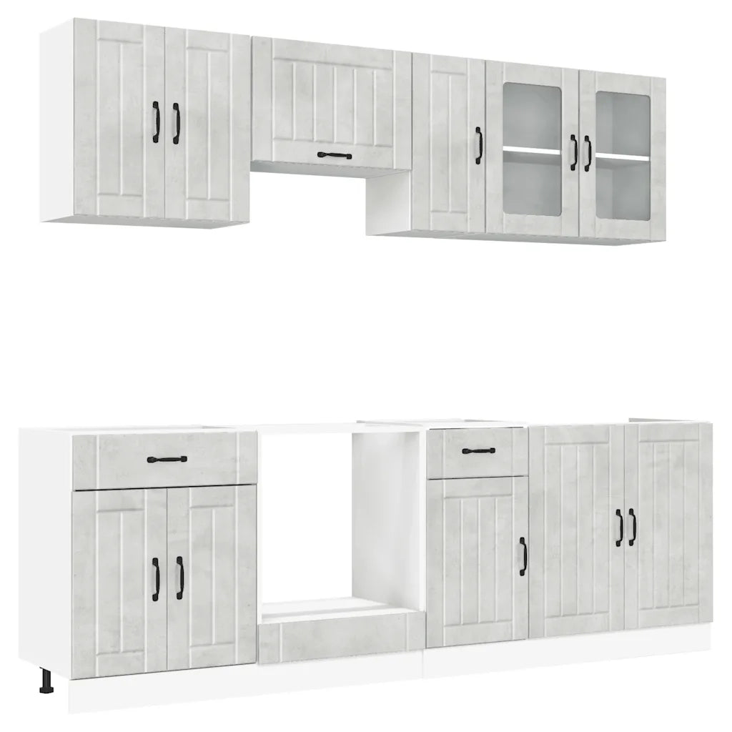 Set Mobili da Cucina 8 pz Lucca Grigio Cemento in Truciolato 3314835