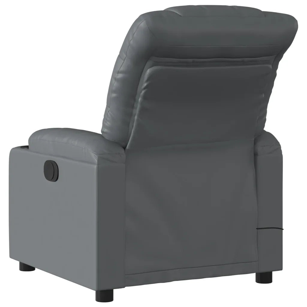 Divano Sedia-Poltrona Massaggiante Elettrica Reclinabile Grigio Similpelle 888989