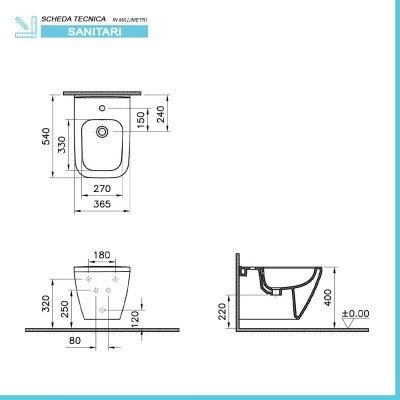 Sanitari sospesi Rimless scarico universale e copriwater  Square