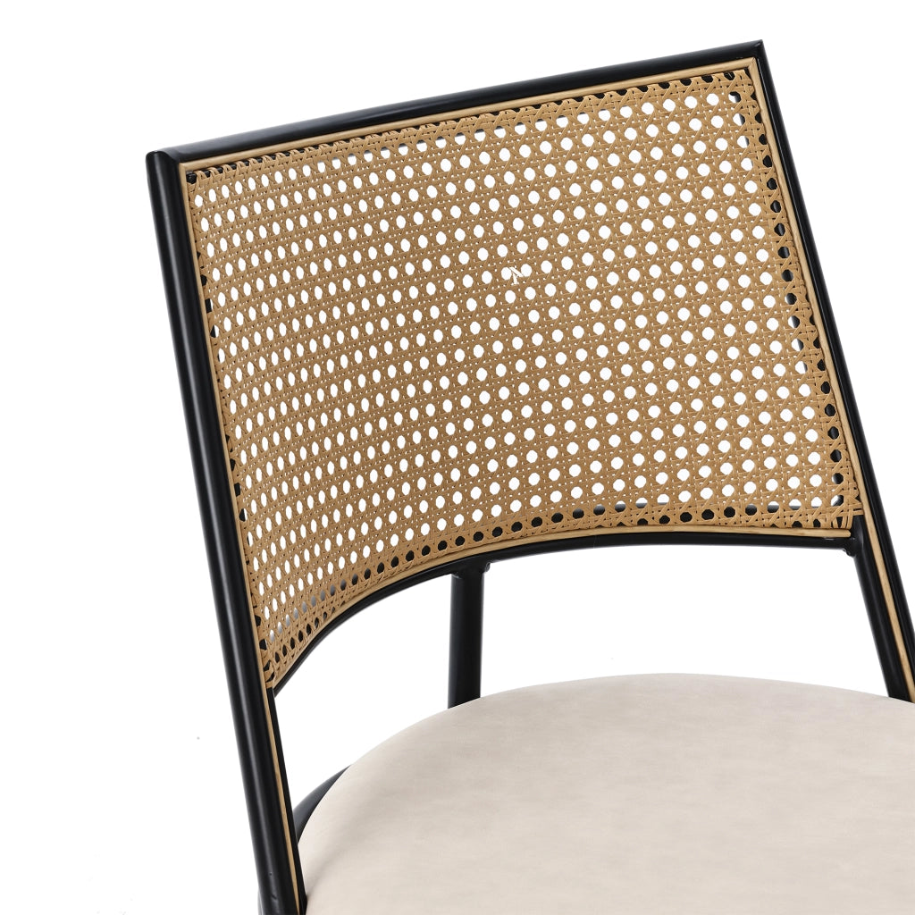 SEDIA da pranzo Set da 6 pezzi Rattan, seduta PU, Nero