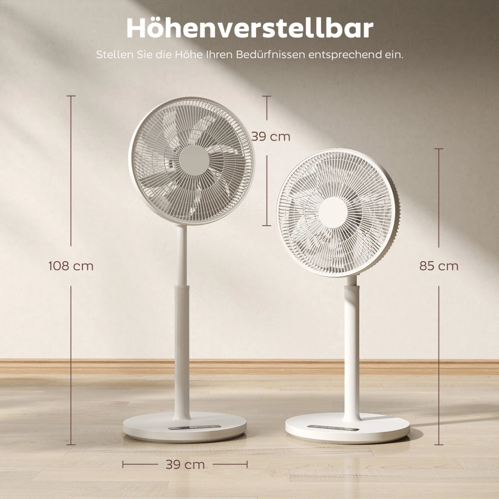 Ventilatore da terra con telecomando e 12 velocit¨¤ ¨C zephmum ¨C Bianco altezza regolabile