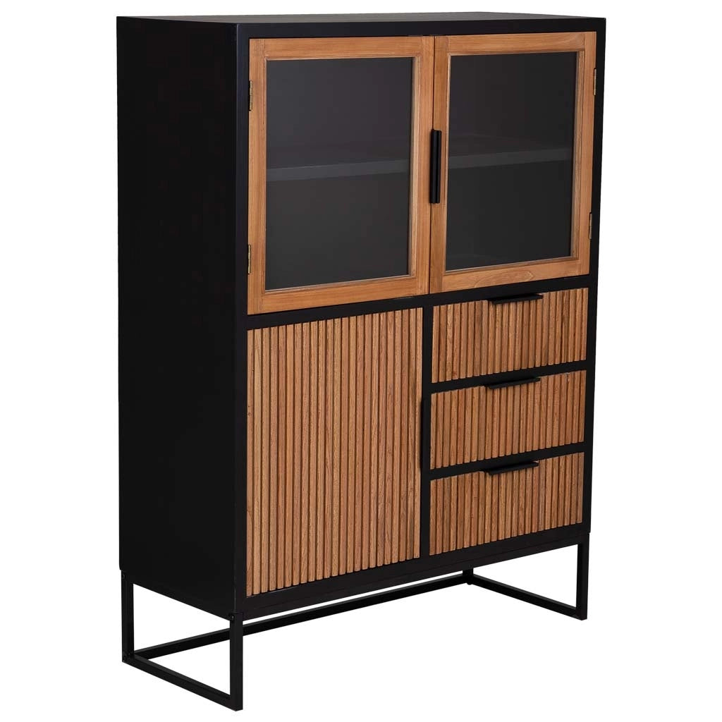 Vetrina con 3 ante e 3 cassetti, legno, 100x40x135h cm
