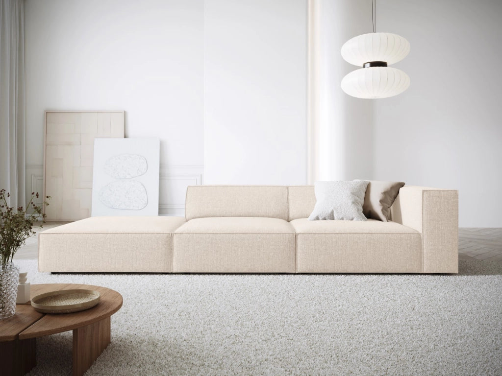 Cosmopolitan Design - Divano sinistro "Arendal" 4 posti in ciniglia beige chiaro 