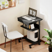 SCRIVANIA PC Compatta 56x51 cm Nera con cassetto e ripiani