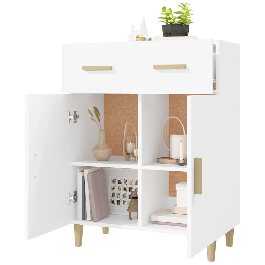 Credenza-Buffet-Armadio da cucina Bianca 69,5x34x89 cm in Legno Multistrato