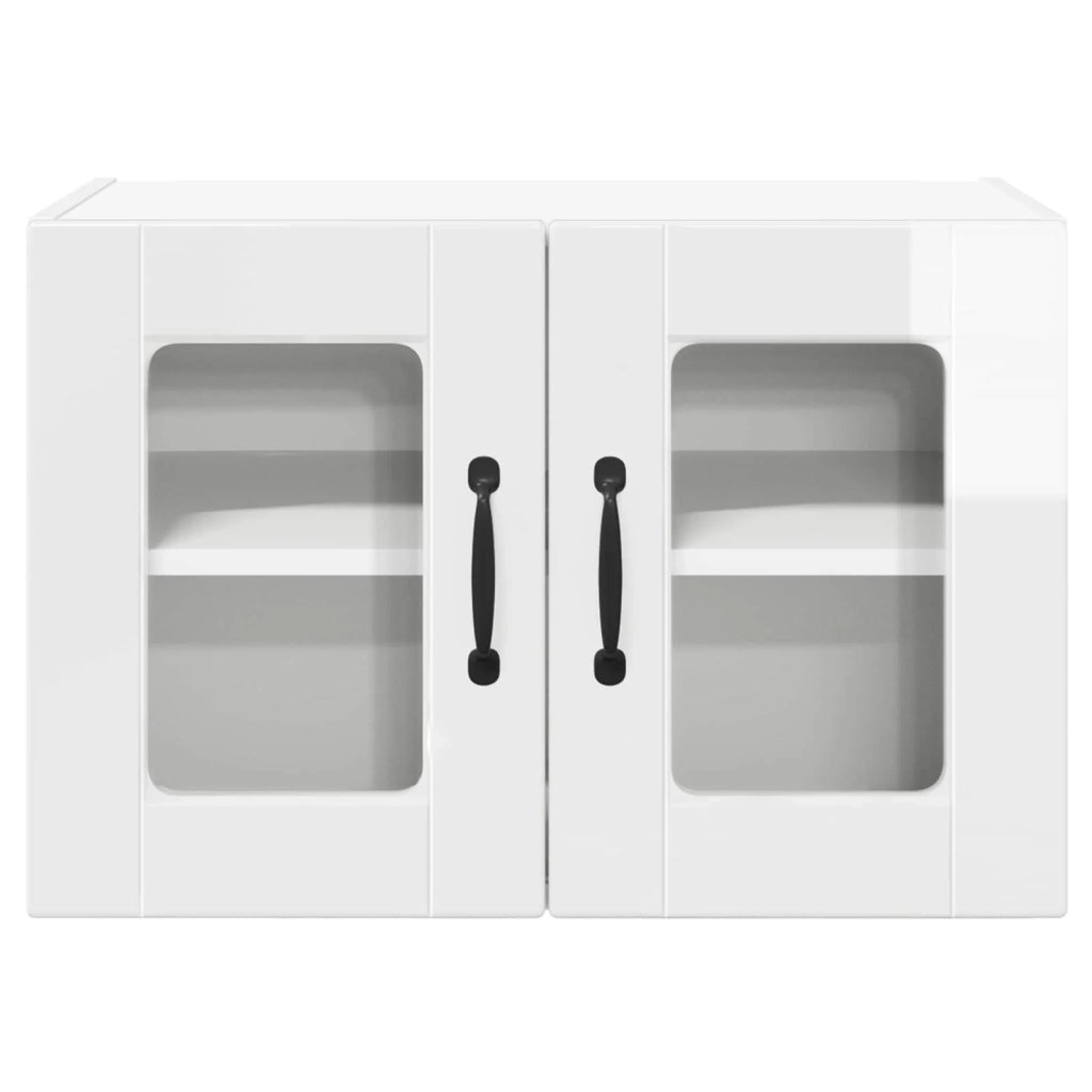 Set di 2 pensili da cucina moderni pratici per riporre oggetti 60 x 31 x 40 cm realizzati in legno composito bianco lucido 02_0054318