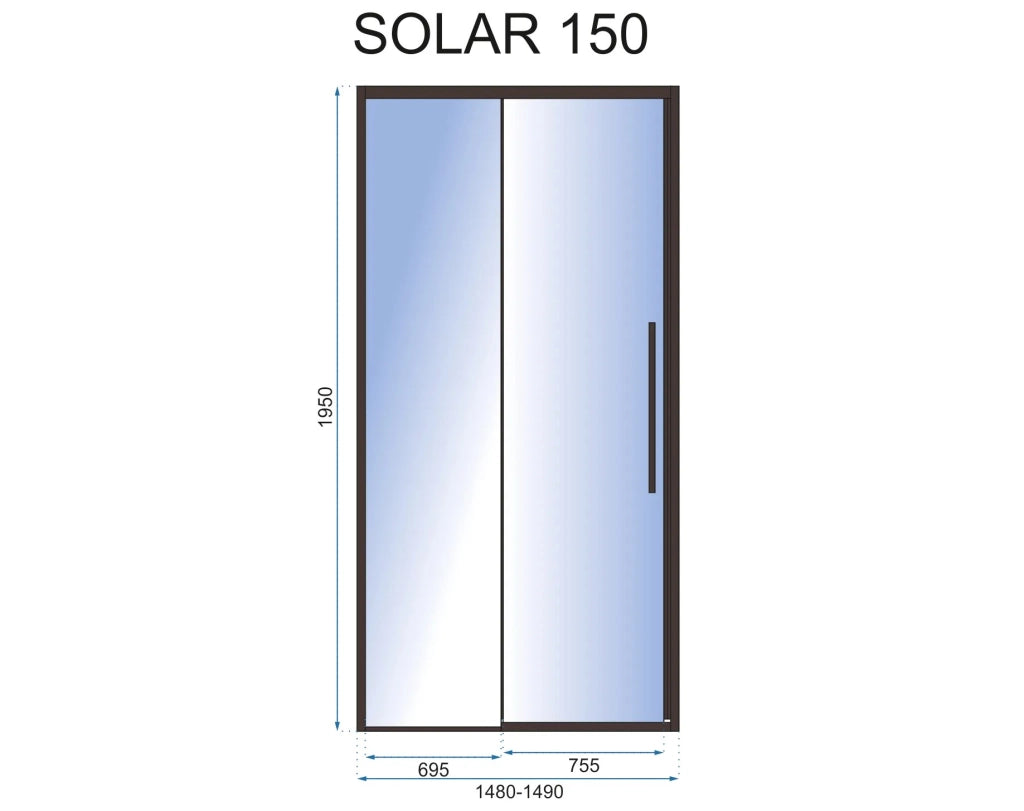 Porta Doccia Solar Black Mat 150
