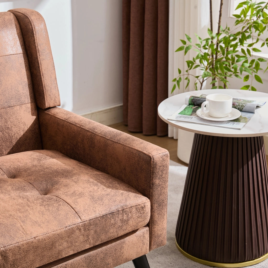 Panca imbottita 2 posti in effetto suede color Coffee