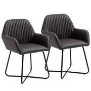 SET 2 SEDIE MODERNE IMBOTTITE IN SIMILPELLE MARRONE