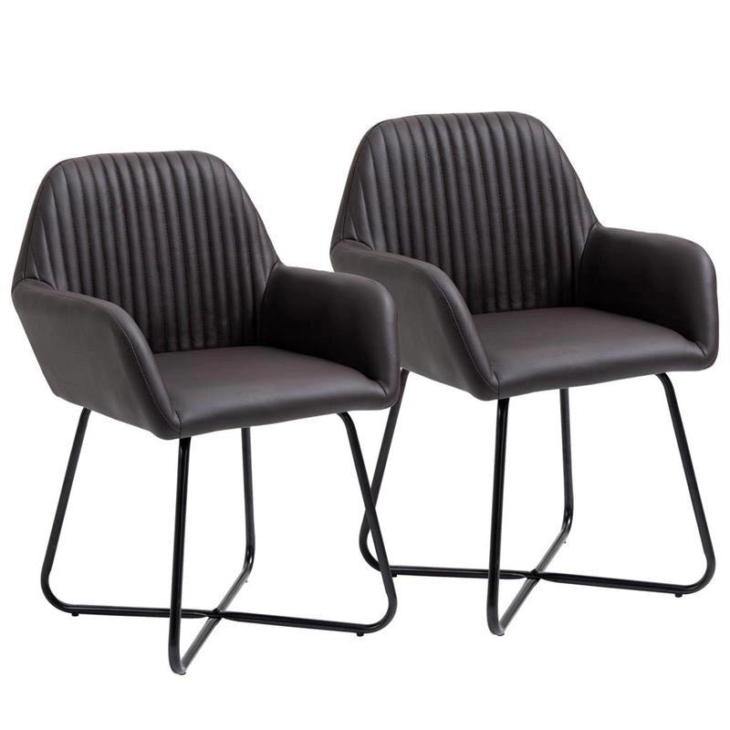 SET 2 SEDIE MODERNE IMBOTTITE IN SIMILPELLE MARRONE