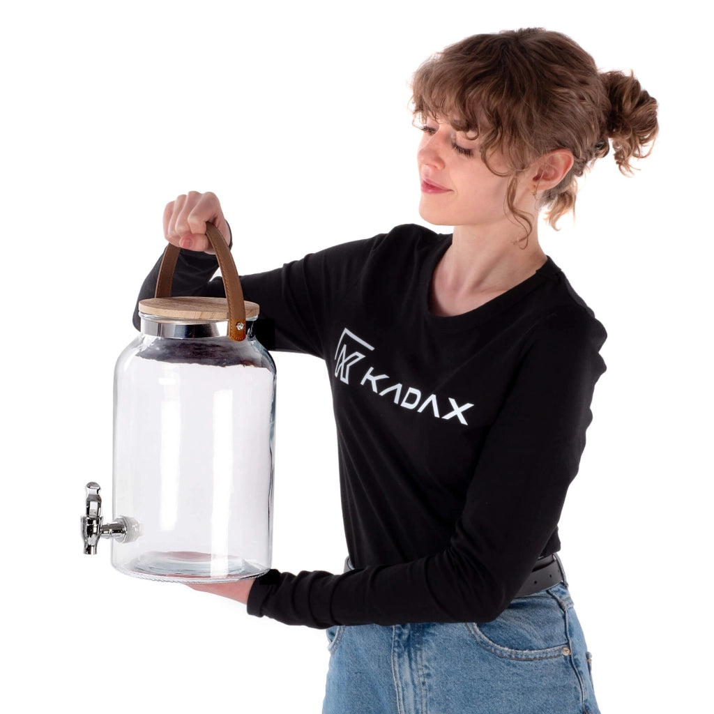 Brocca KADAX con rubinetto da 5,6 litri in vetro per limonata, bevande e acqua.
