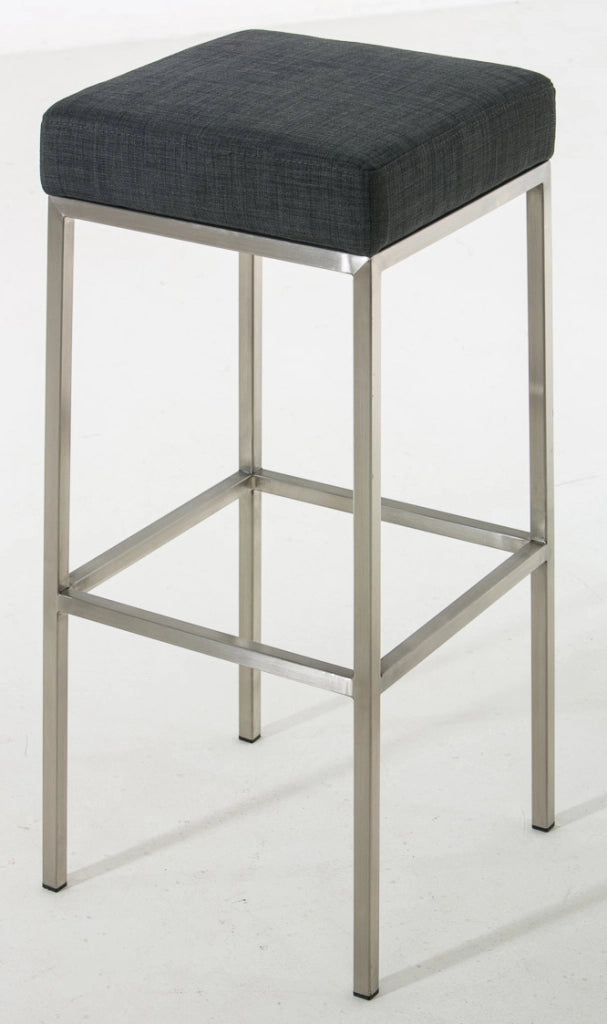 Set 2 sgabelli bar Montreal in tessuto grigio scuro,acciaio inossidabile