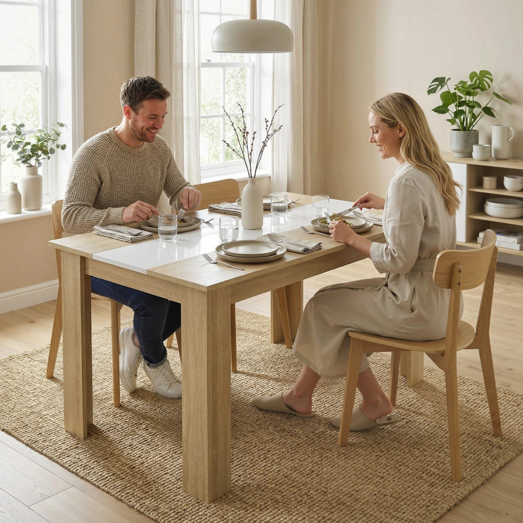 Tavolo da pranzo allungabile moderno in legno ¨C zephmum ¨C bianco 120x69x75 cm