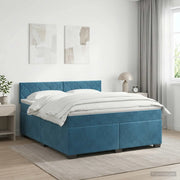 Letto box spring con materasso Blu Scuro 140 x 190 cm Velluto 3450720