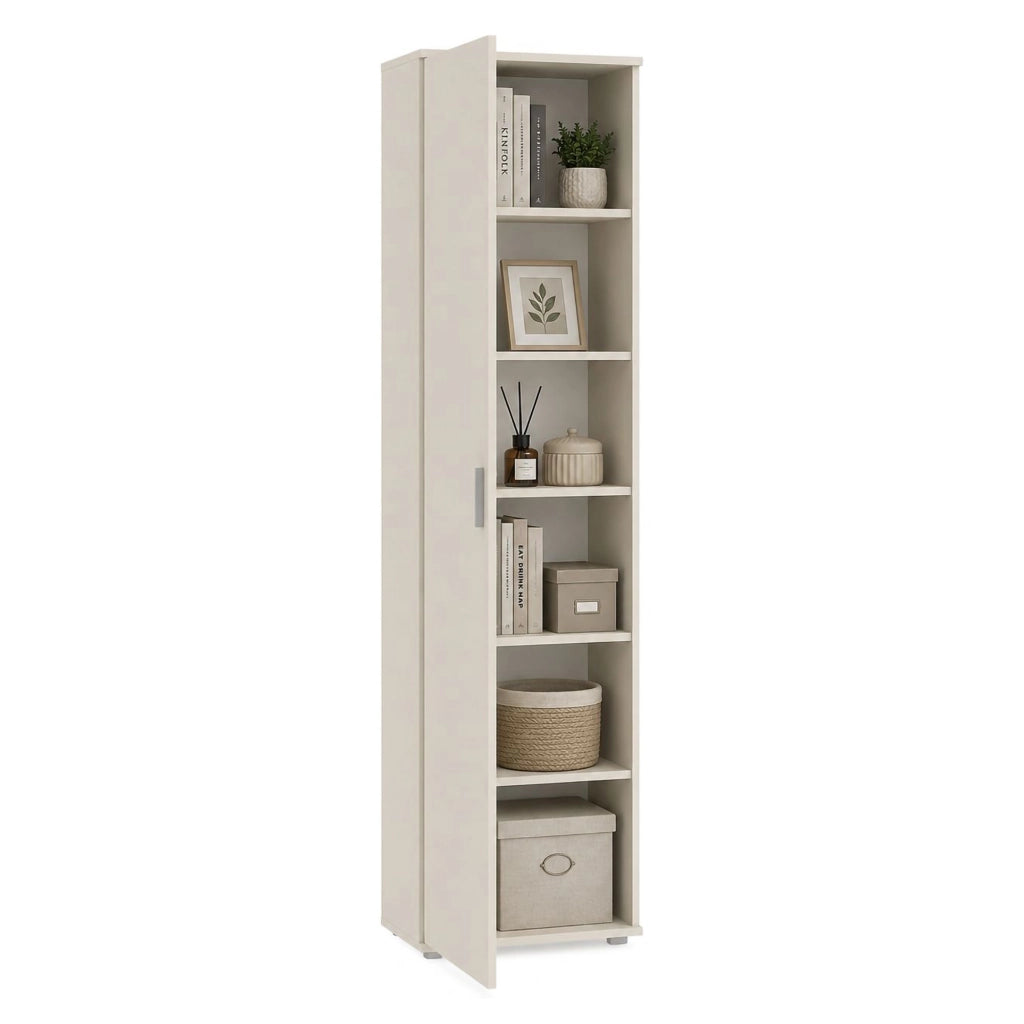 Lerosota, Armadio Multiuso 1 Anta 5 Ripiani, 50x185h cm Beige Cashmere