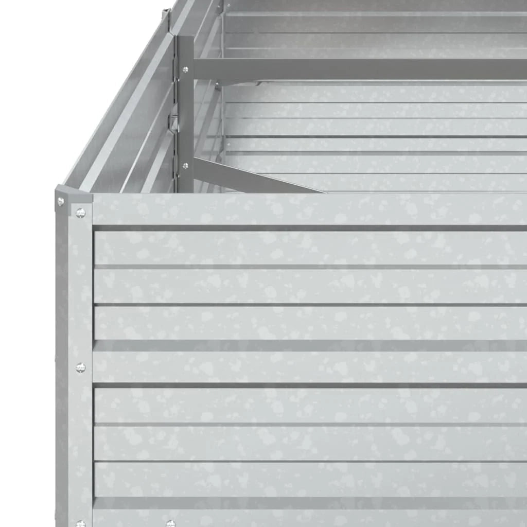Fioriera rialzata per piante fiori patio giardino 160 x 80 x 45 cm acciaio zincato argento 02_0039383