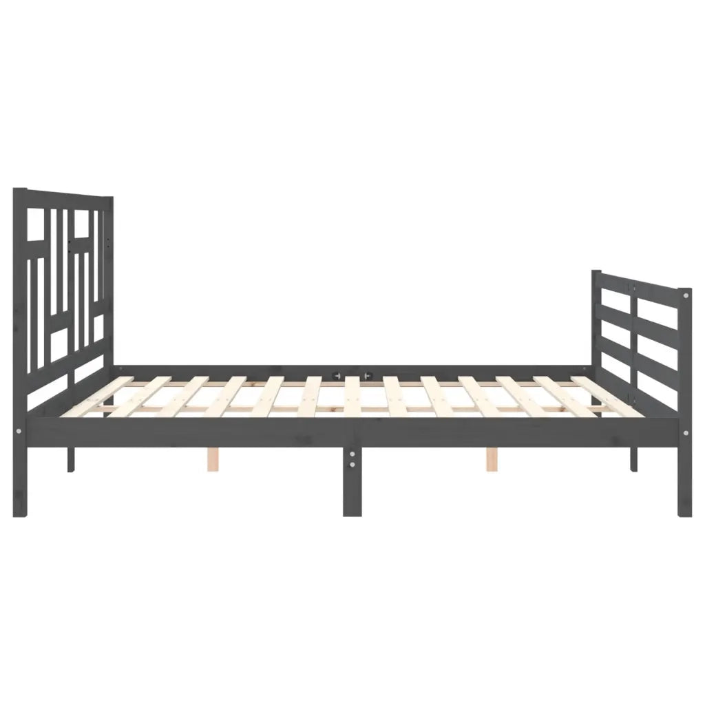 Giroletto con Testiera-Struttura Letto con testiera Grigio 200x200 cm in Legno Massello 523211