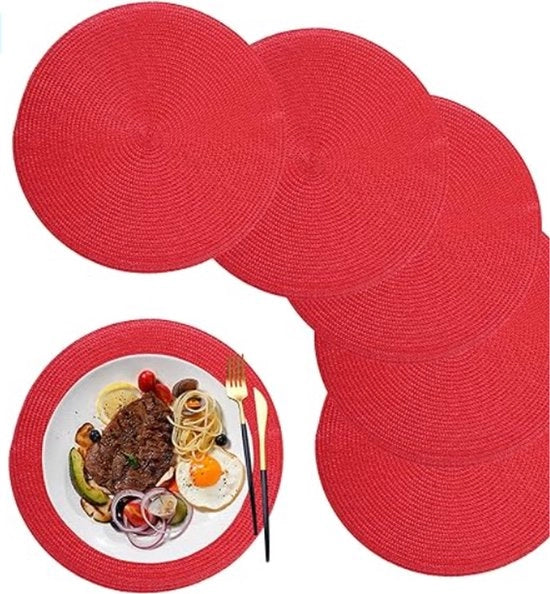 Piattino da tavola, rotondo, rosso, lavabile, resistente al calore, per matrimonio, Natale, festa, cucina (rosso, 32 cm)