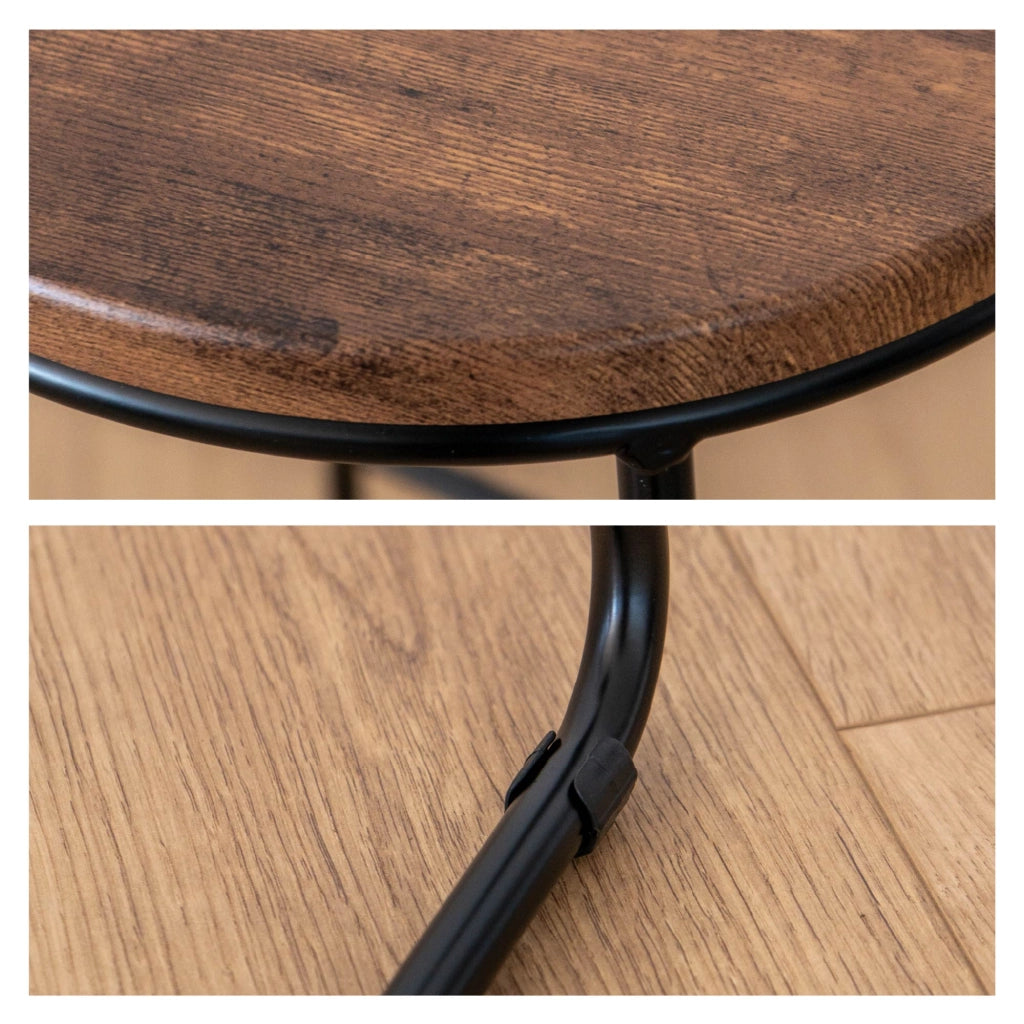 Coppia di Sgabelli Alti in Metallo con Seduta in Legno – Design Industriale Moderno – Set 2 Sgabelli da Cucina, Penisola o Bar – Colori Marrone e Nero Nero