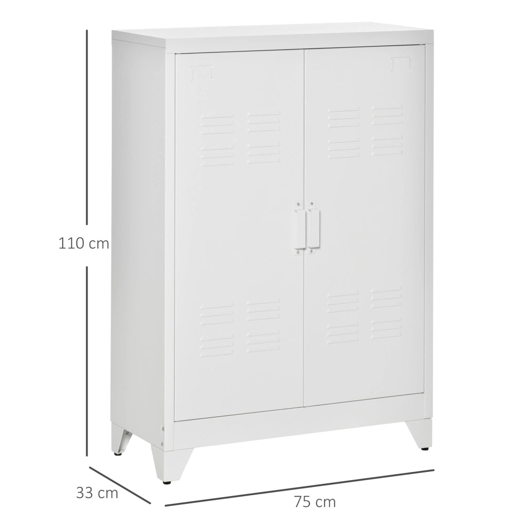 Armadio per ufficio 3 ripiani scorrevoli ¨C zephmum ¨C bianco 75x33x110 cm